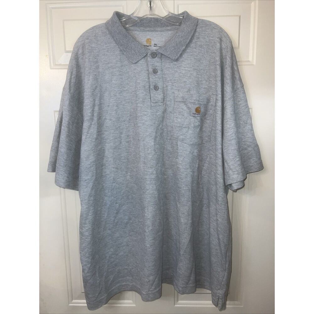 Carhartt Polo Shirt Short Sleeve Gray Men's XXL Collared Original Fit Heather
